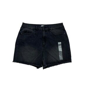 *New DIP Jean Shorts Womens Size 12 Black High Rise Mom Jorts Raw Hem Cut Off